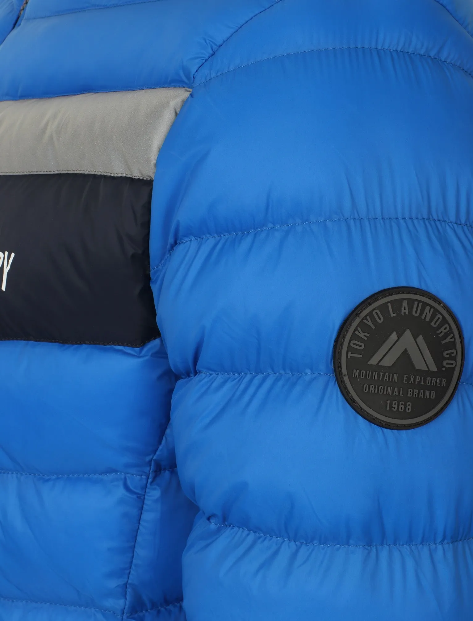 Langham Quilted Puffer Jacket with Hood In Olympian Blue - Tokyo Laundry