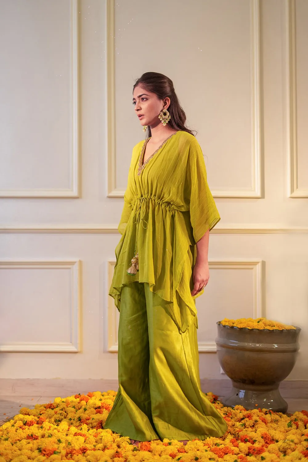 Lime Sequin Kurta Set