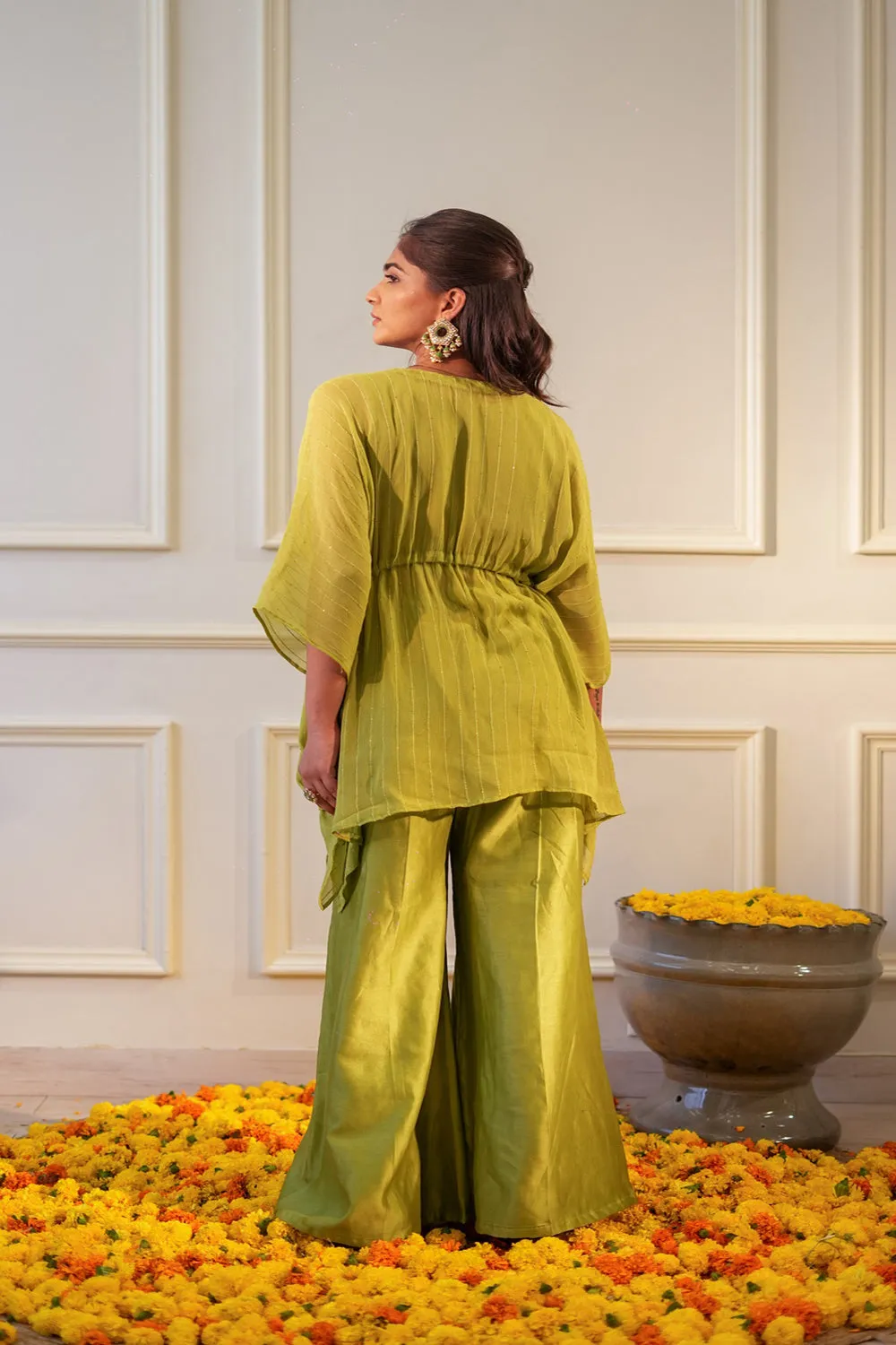 Lime Sequin Kurta Set