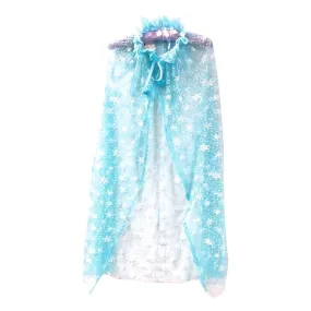 Little Girls Blue White Snowflake Halloween Cape 2-7