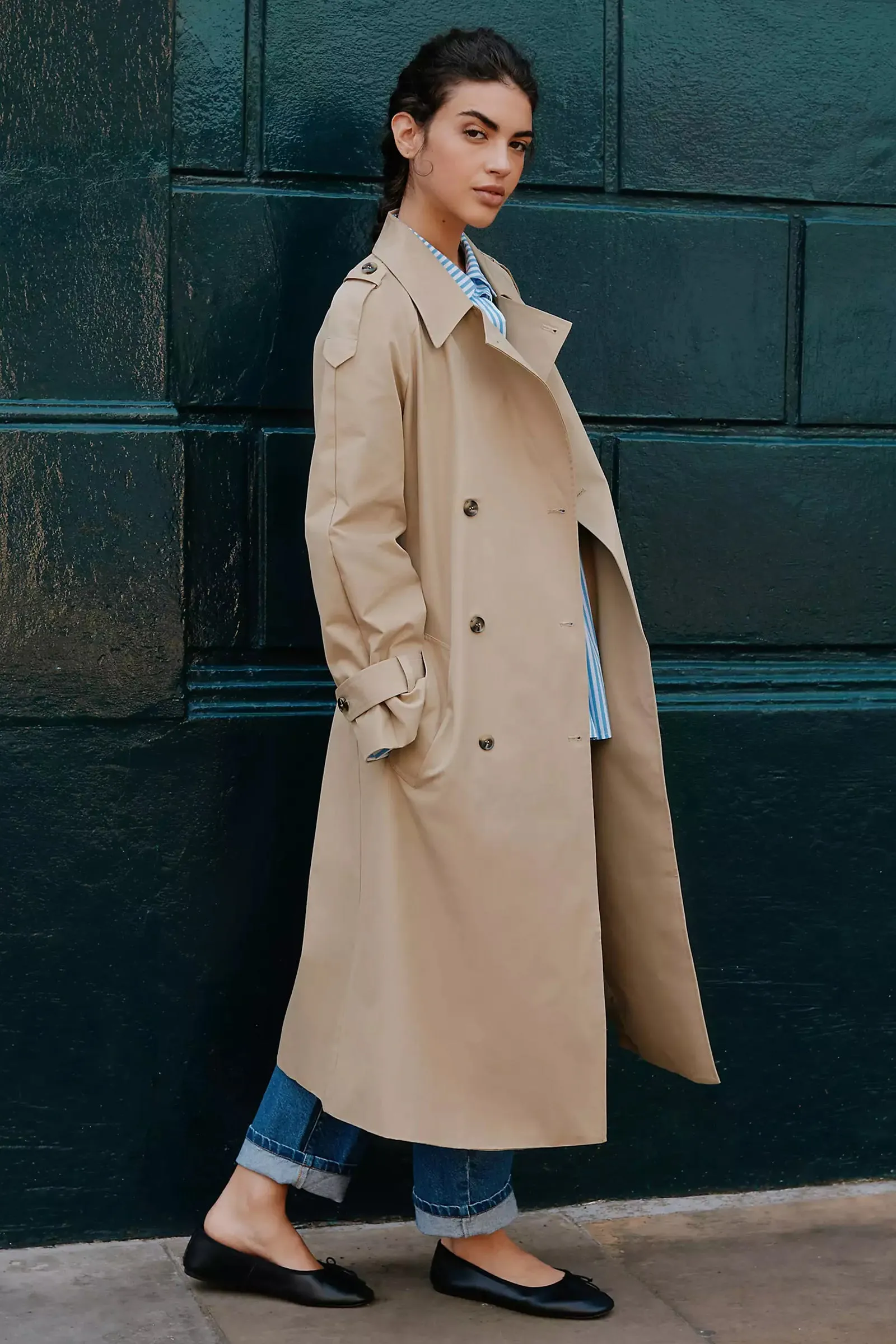Long Double Breasted Trench Coat
