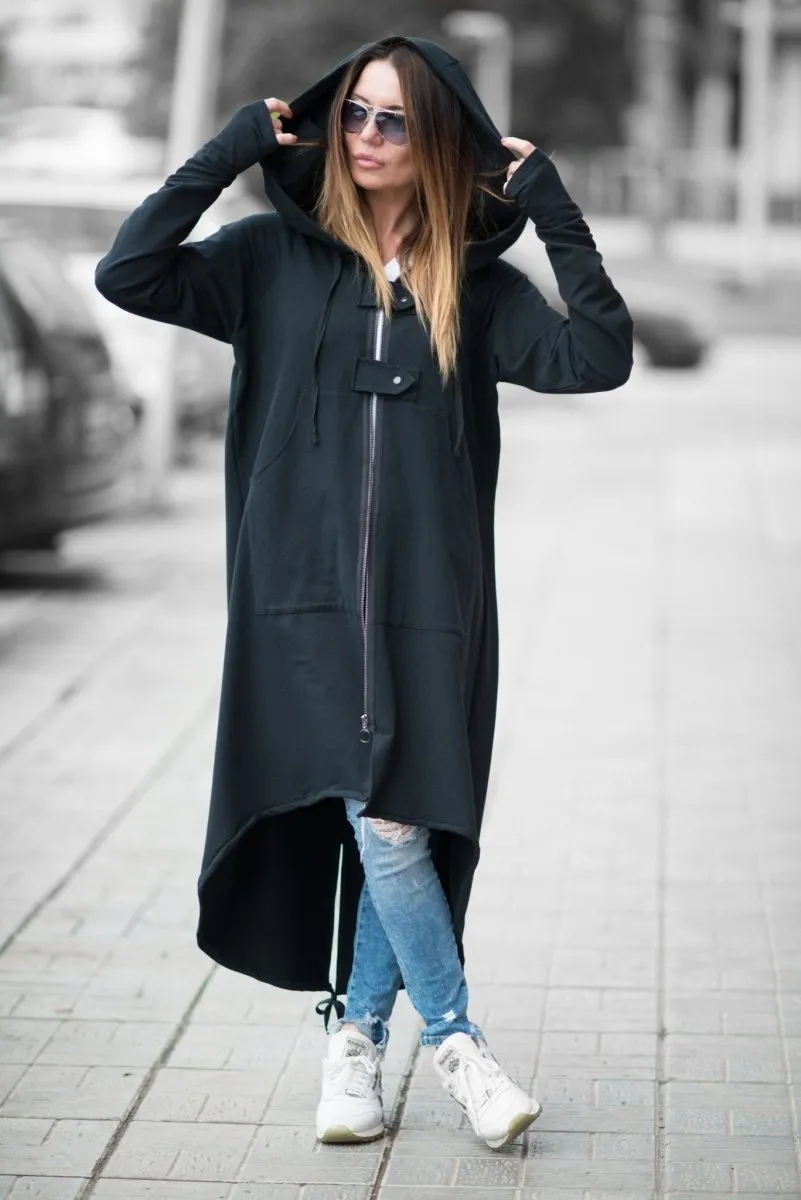 Long Hooded Zipper Sweatshirt MADISON