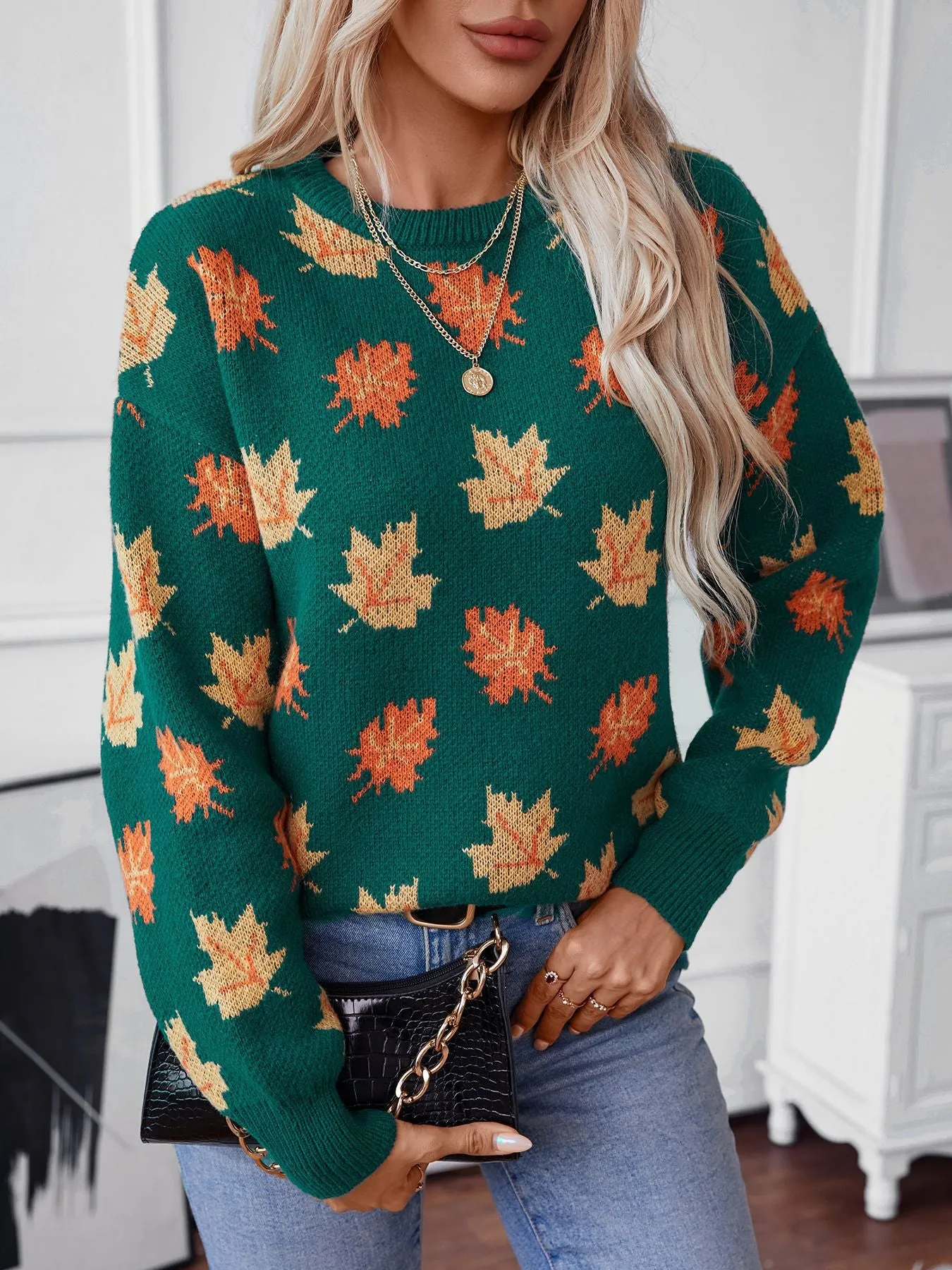 Maple Knitted Oversized Crewneck Sweaters