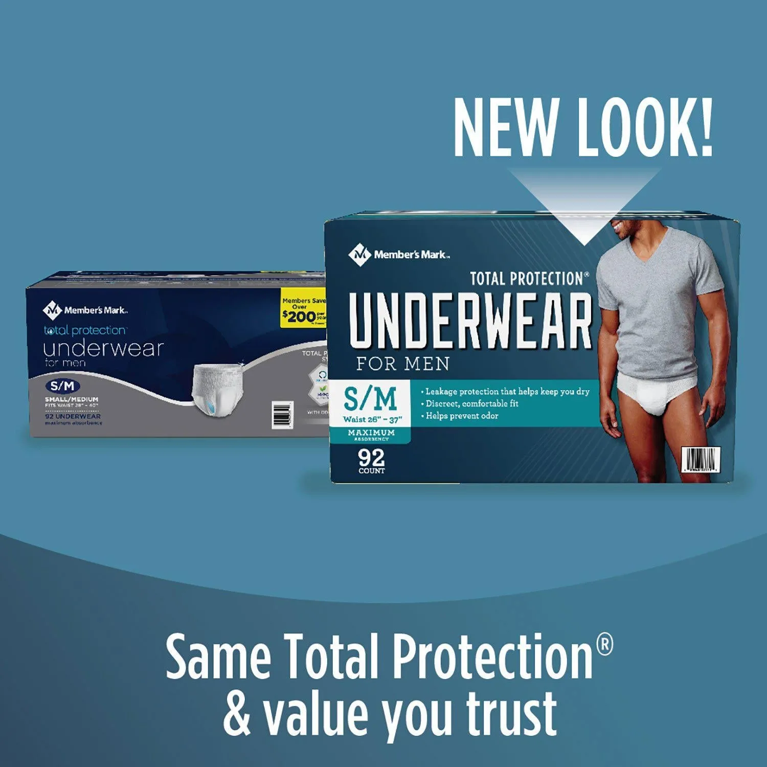 Member's Mark Total Protection Incontinence Underwear for Men