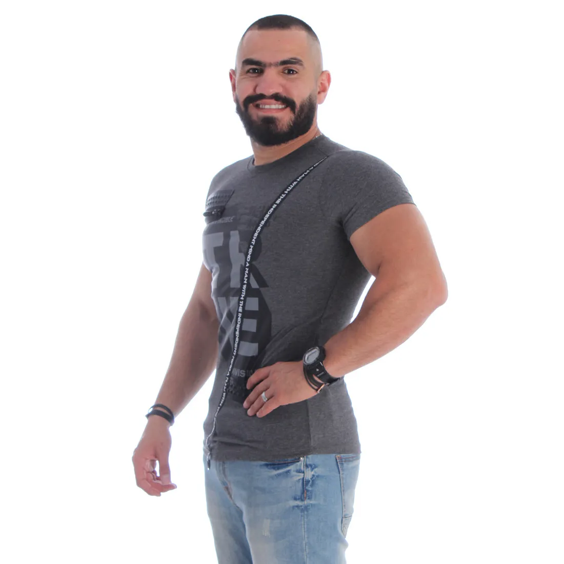 Men T-shirt- gray / made in Turkey -3357
