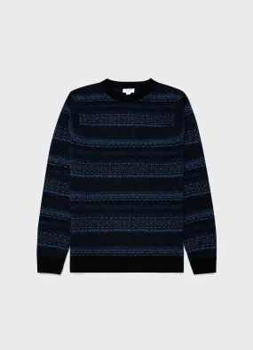 Men's Lambswool Fair Isle Jumper in Navy Fairisle
