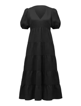 Monaco Tiered Linen Midi Dress
