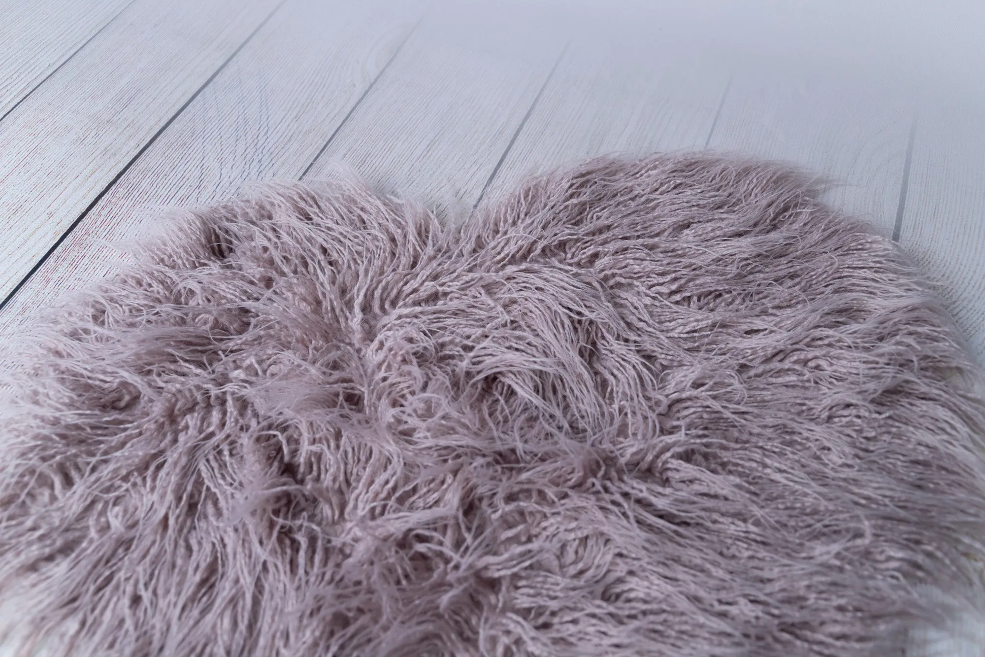 Mongolian Faux Fur - Heart Shaped - Dusty Lilac