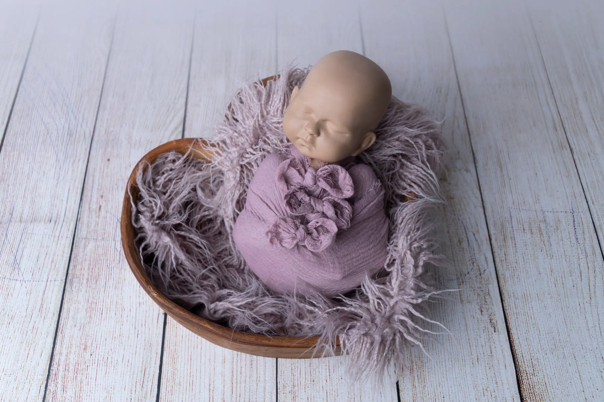 Mongolian Faux Fur - Heart Shaped - Dusty Lilac