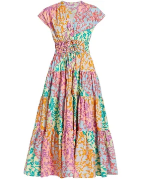 Multicolor Floral Fatima Midi Dress