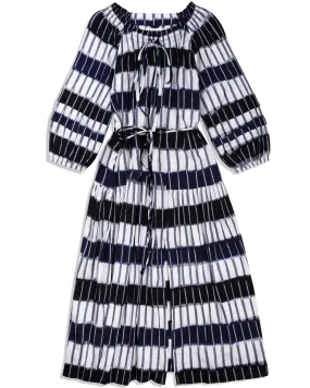 Navy Ikat Chemlali Scoop Neck Dress