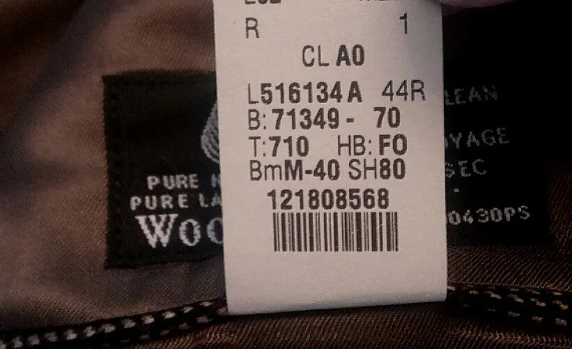 New- Tallia- Black & Brown Loro Piana Wool Sport Coat- size 44R