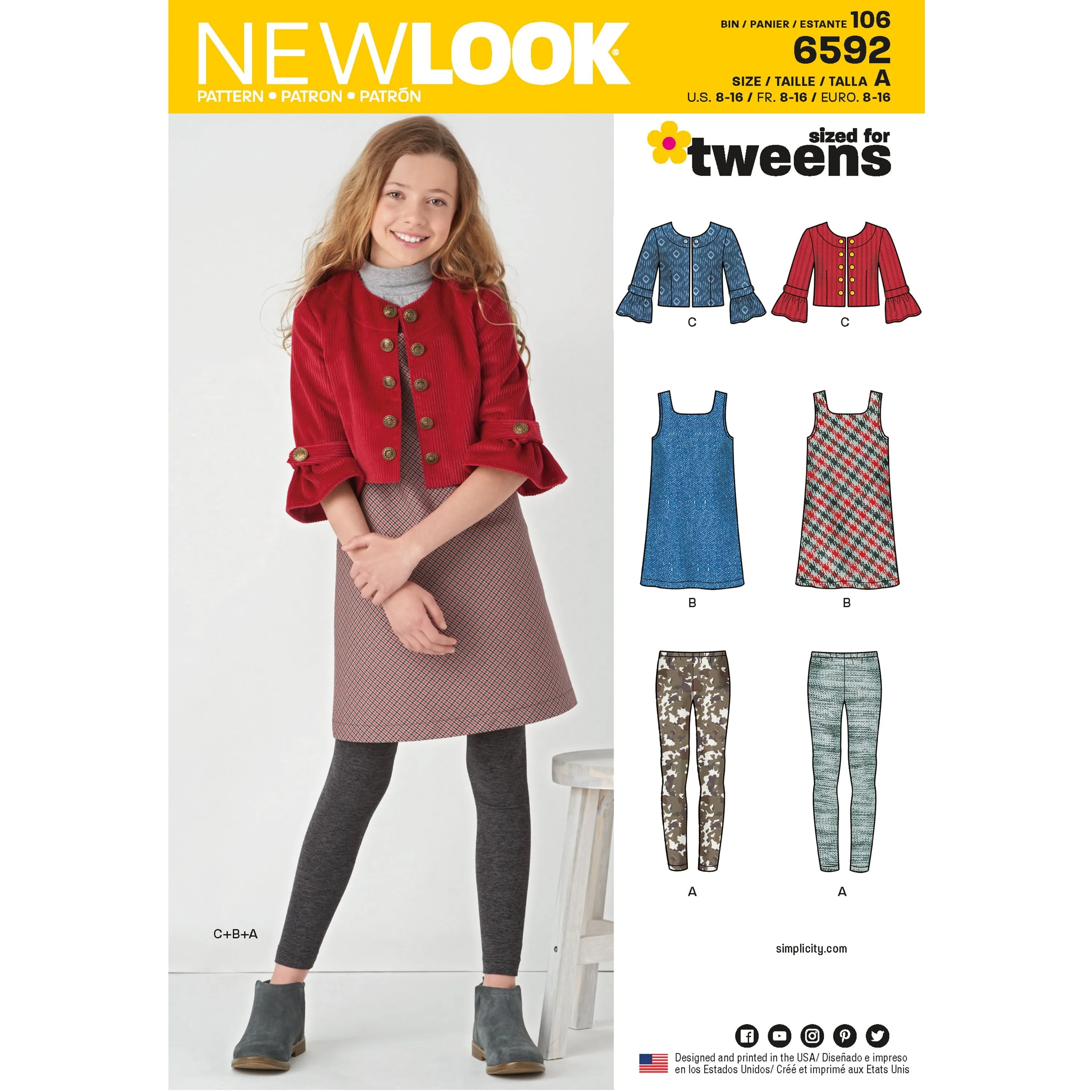 NL6592 Girl's Jumper Dress and Leggings sewing pattern