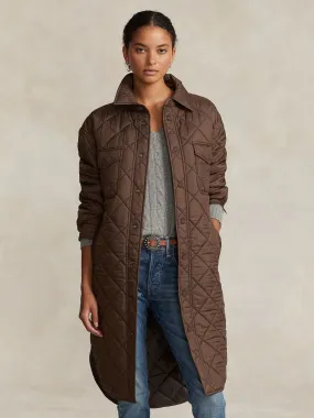 OVERSIZE WATER-REPELLENT QUILTED COAT Brun