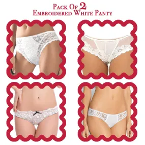 Pack of 2 Embroidered White Panty