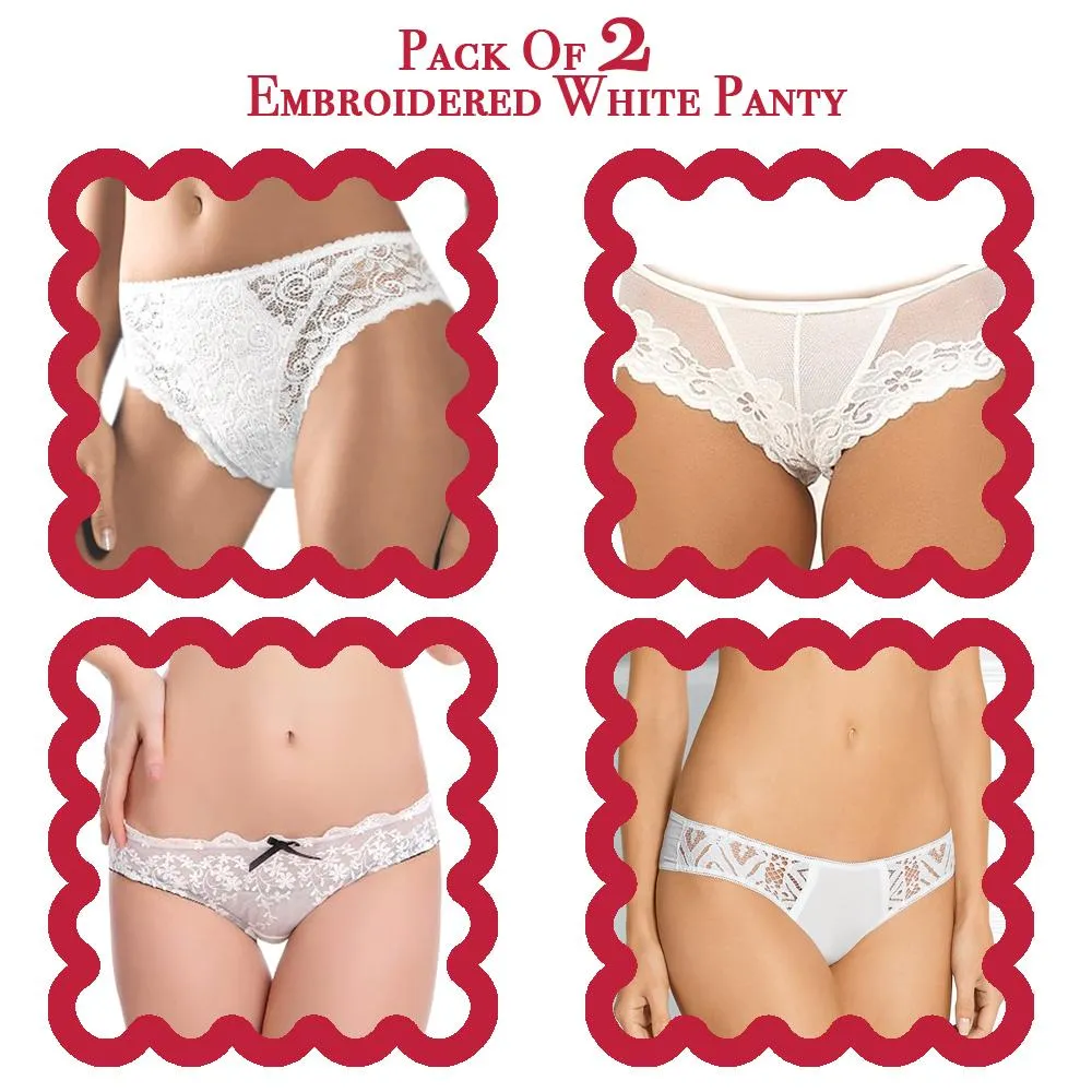 Pack of 2 Embroidered White Panty