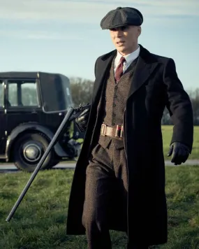 Peaky Blinders Tommy Shelby Black Trench Coat Mens Vintage Classic Overcoat