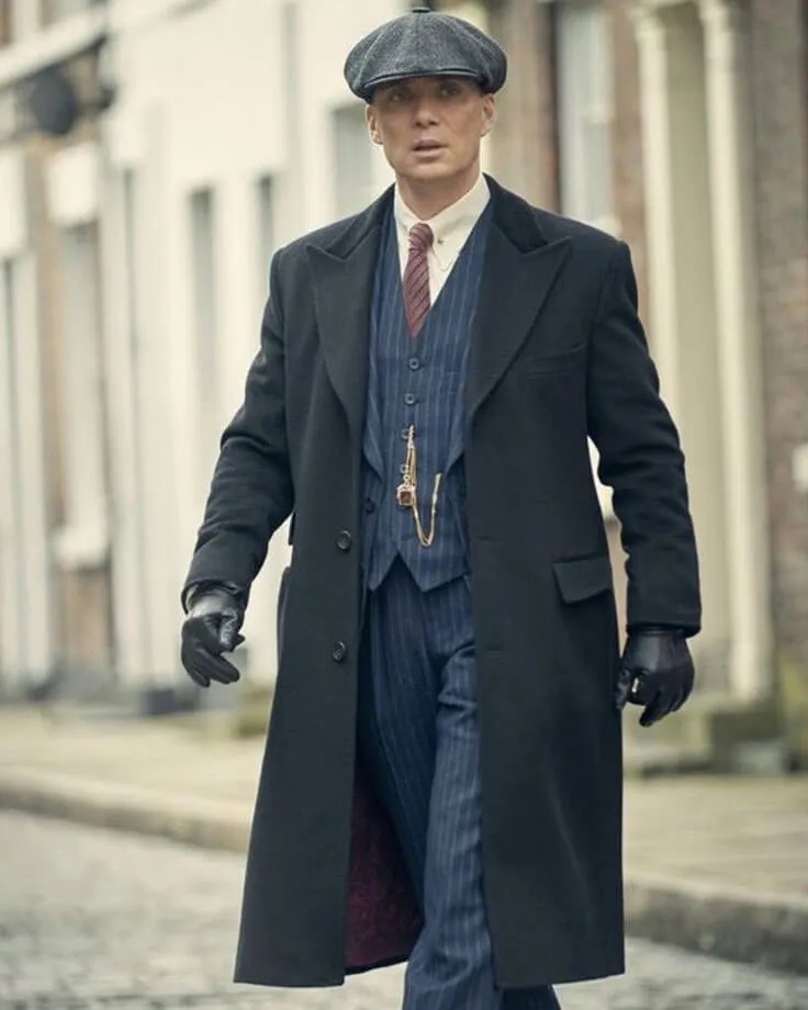Peaky Blinders Tommy Shelby Black Trench Coat Mens Vintage Classic Overcoat