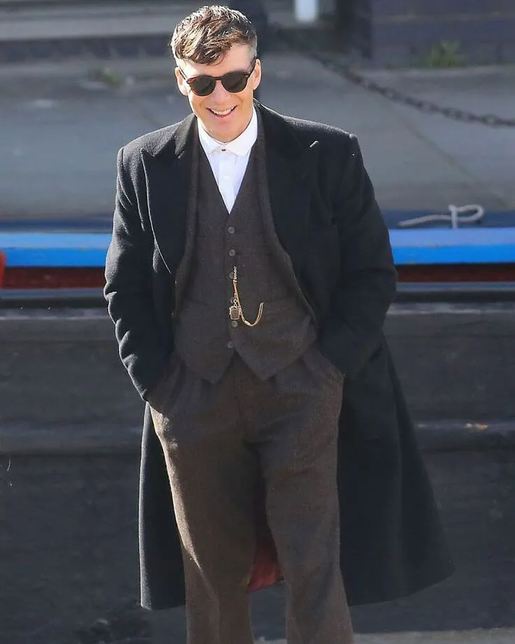 Peaky Blinders Tommy Shelby Black Trench Coat Mens Vintage Classic Overcoat