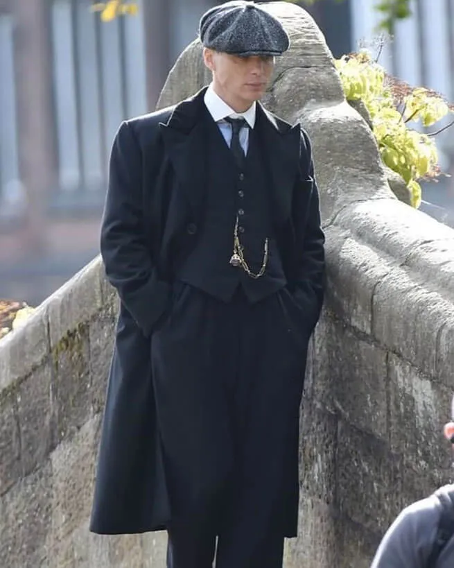 Peaky Blinders Tommy Shelby Black Trench Coat Mens Vintage Classic Overcoat
