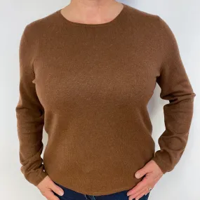 Pecan Brown Cashmere Crew Neck Jumper Large