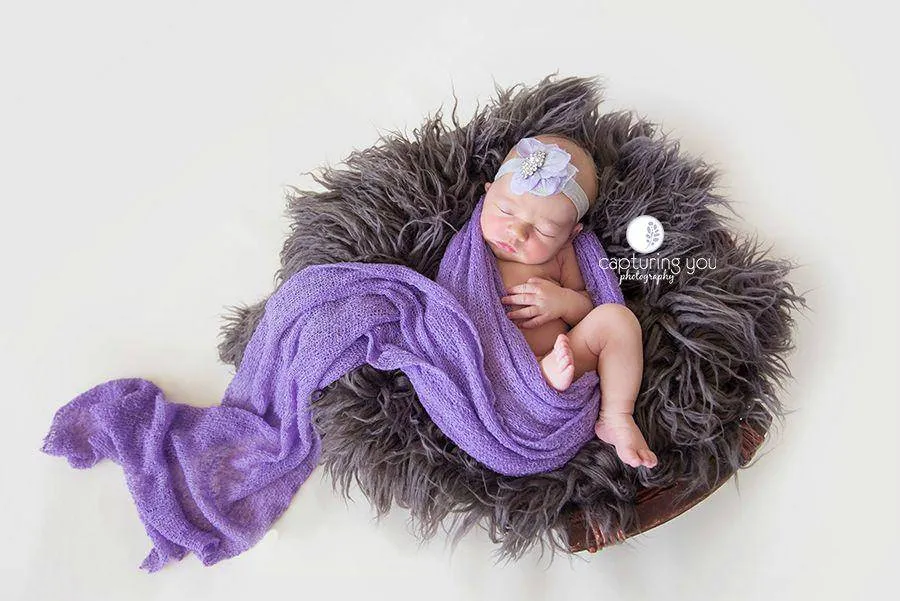 Pewter Grey Curly Alpaca Faux Flokati Fur