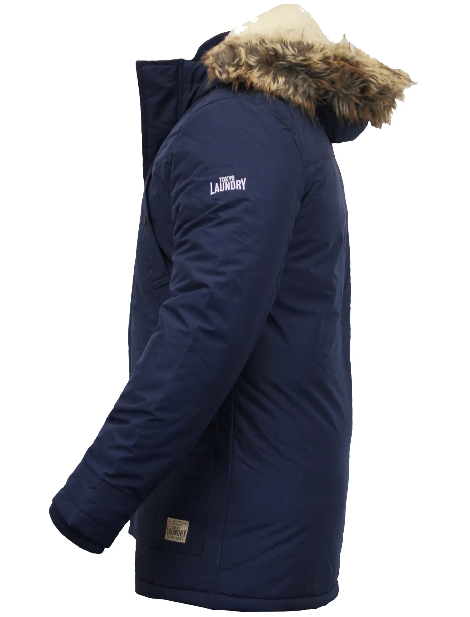 Ridgecrest Fur Trim Hooded Parka Coat in Midnight Blue - Tokyo Laundry