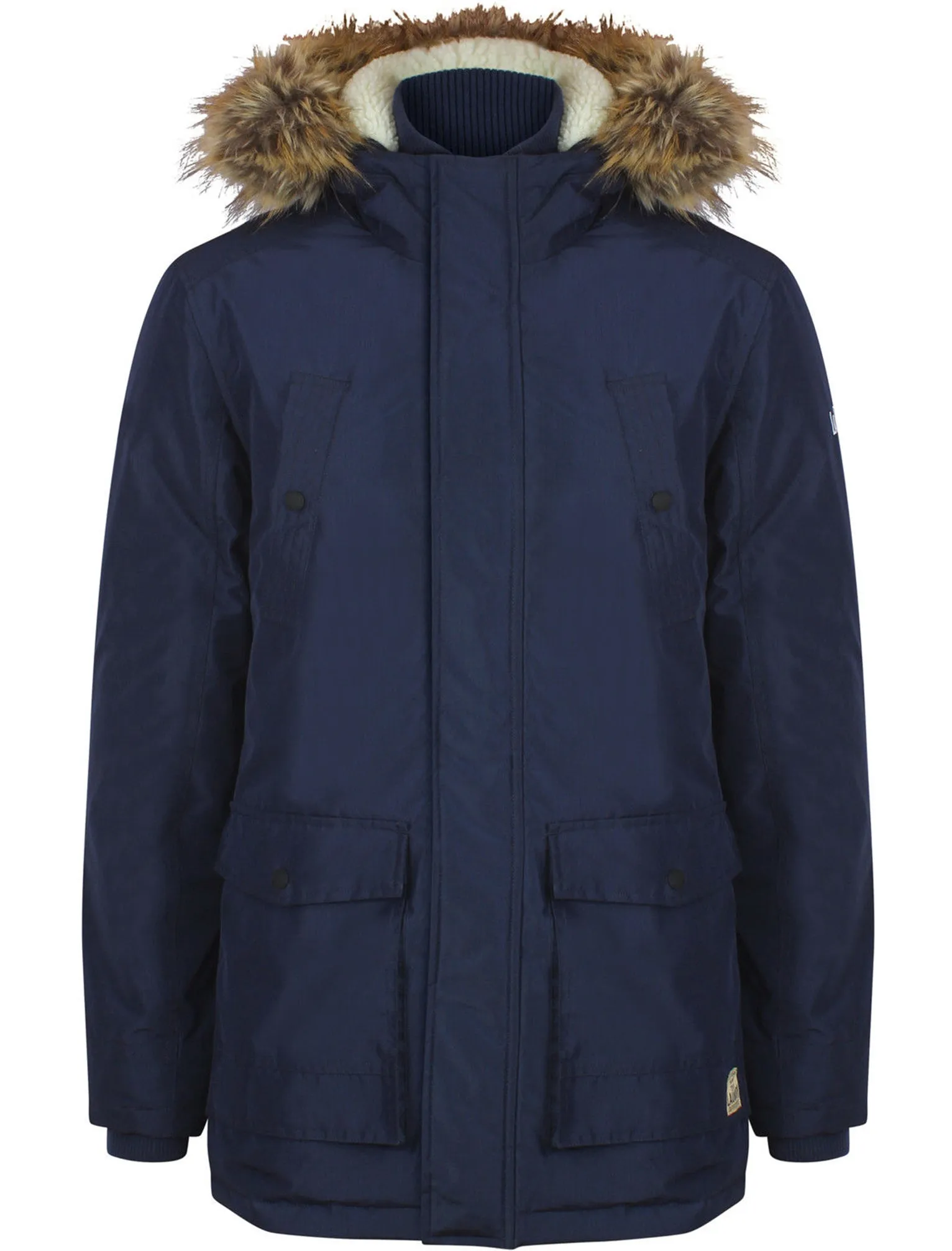 Ridgecrest Fur Trim Hooded Parka Coat in Midnight Blue - Tokyo Laundry