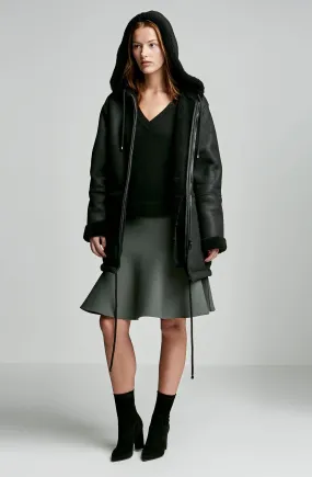 SHEARLING HOODED COAT