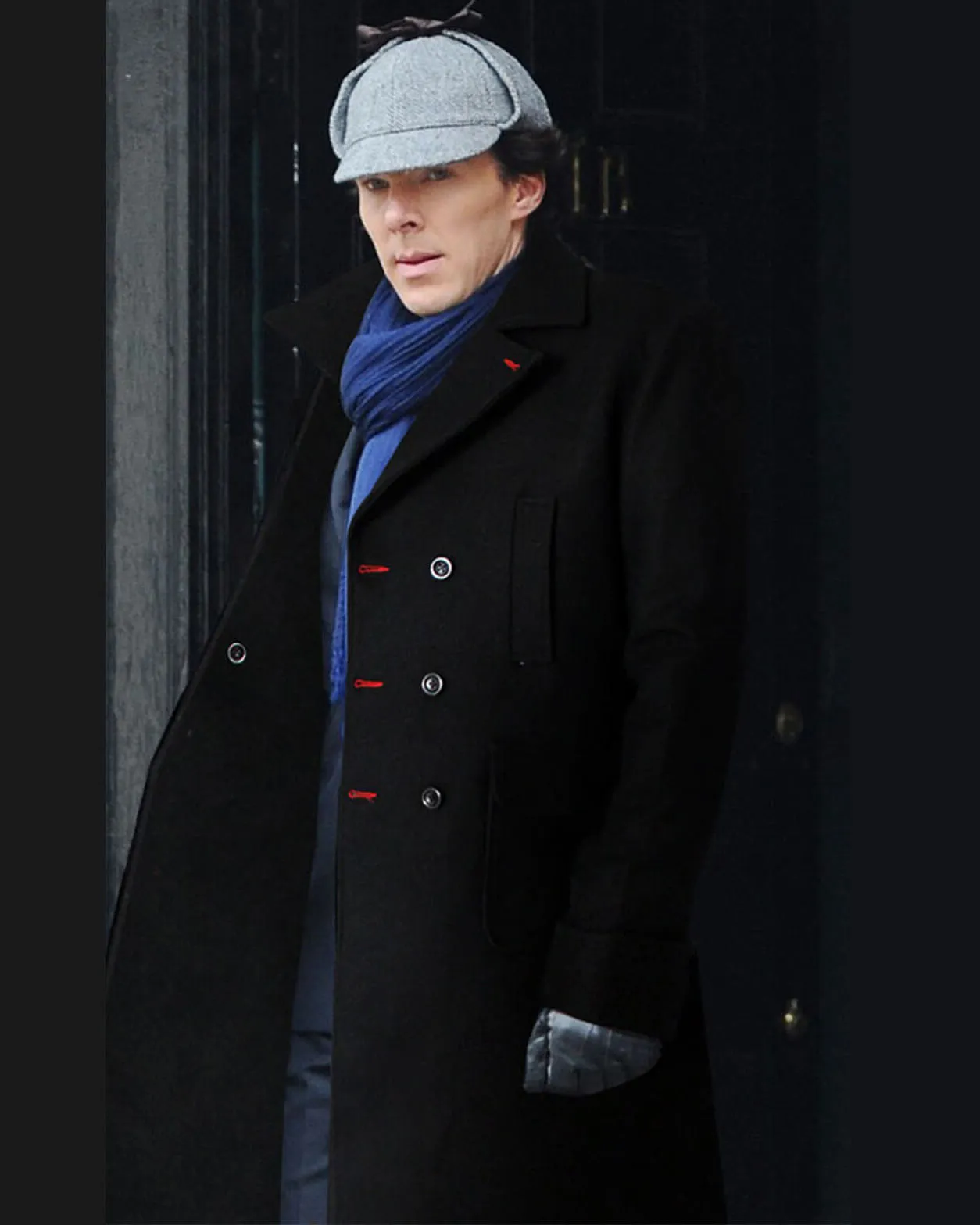 Sherlock Holmes Long Trench Coat Vintage Detective Style Wool Overcoat
