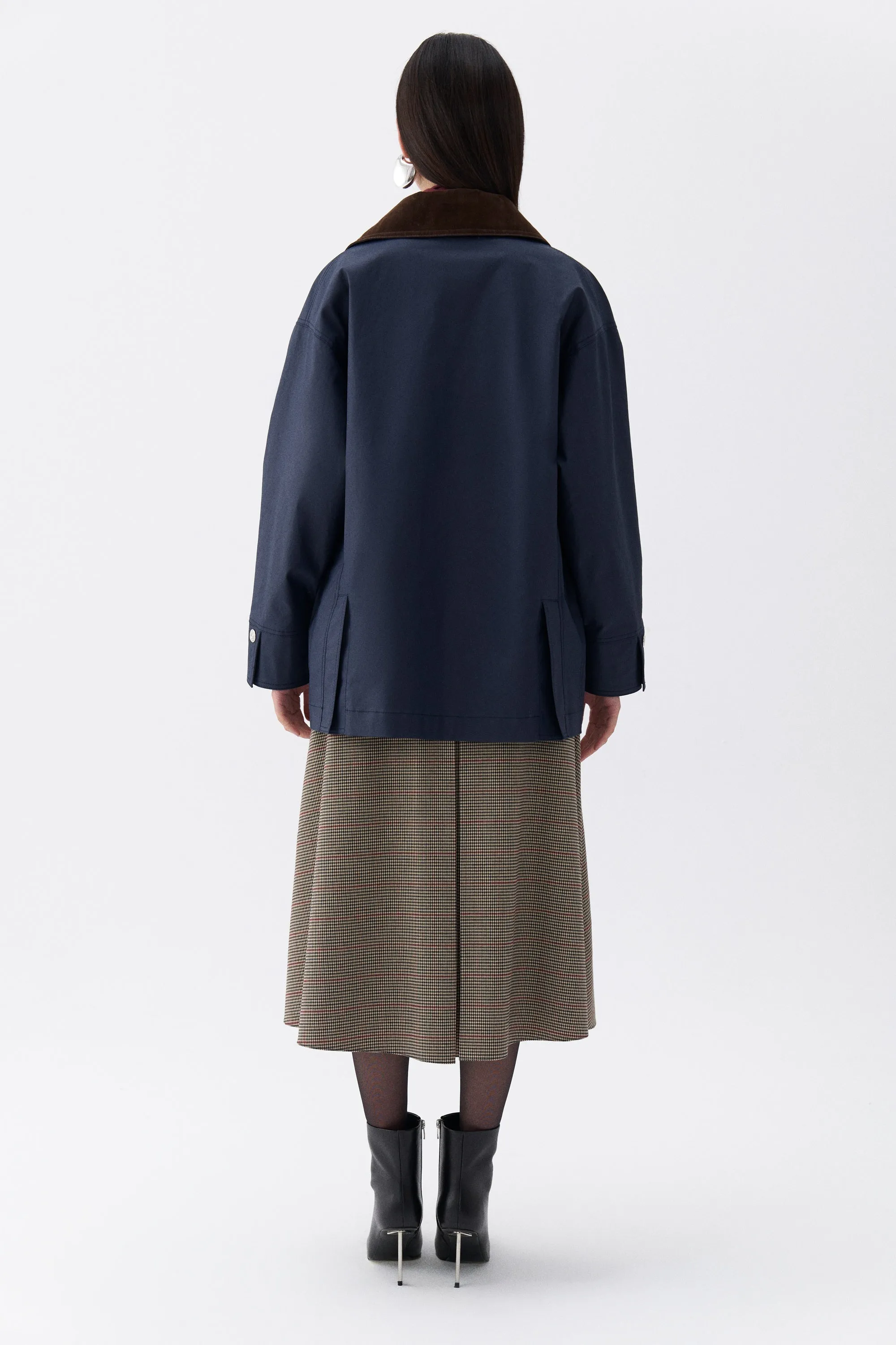 Shirt Collar Cotton Blend Coat