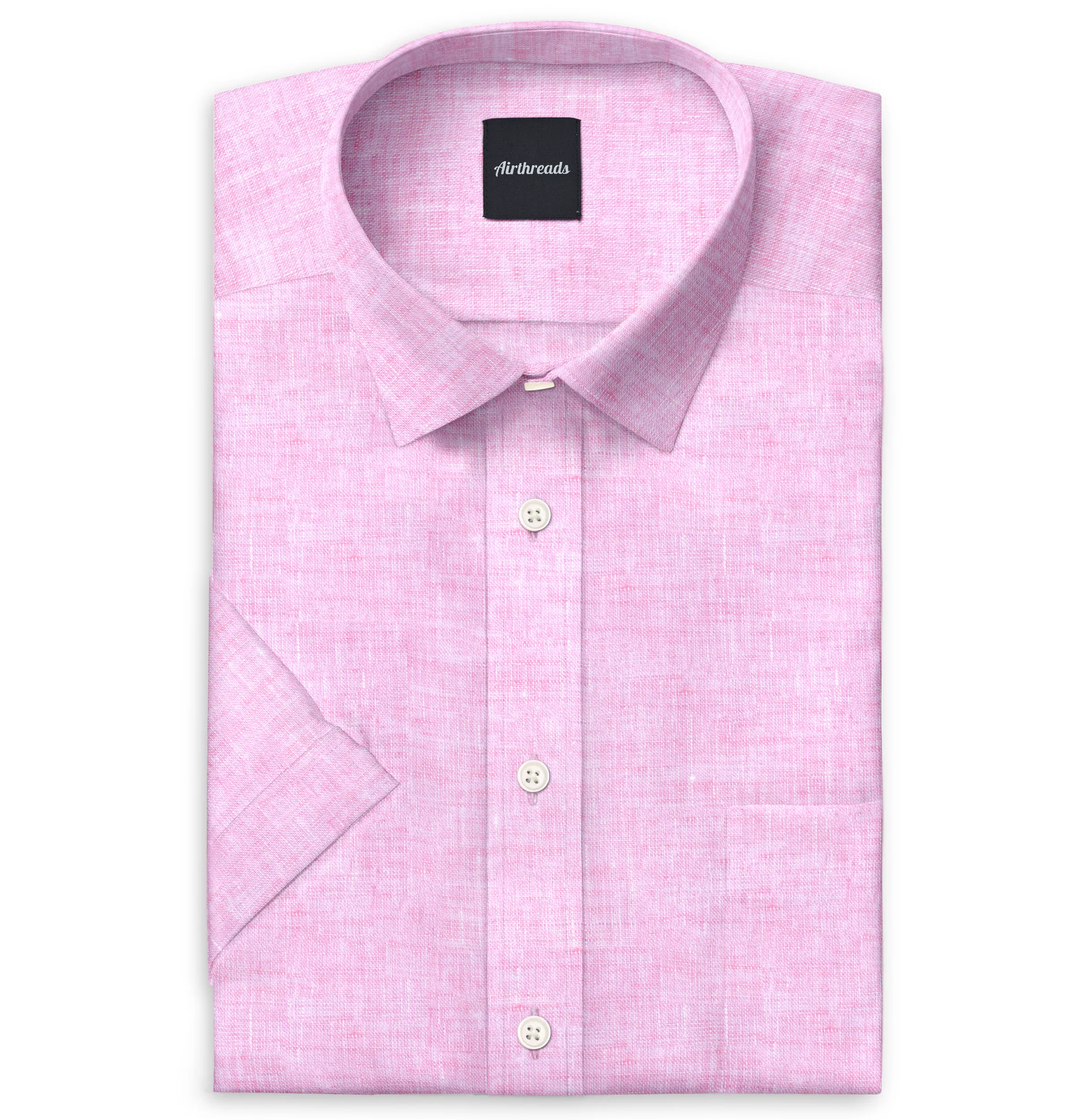 Short Sleeve Linen Shirt in Pink