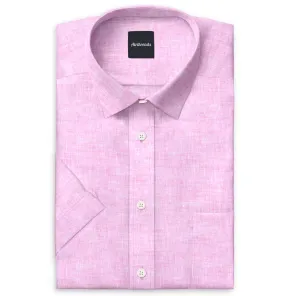 Short Sleeve Linen Shirt in Pink