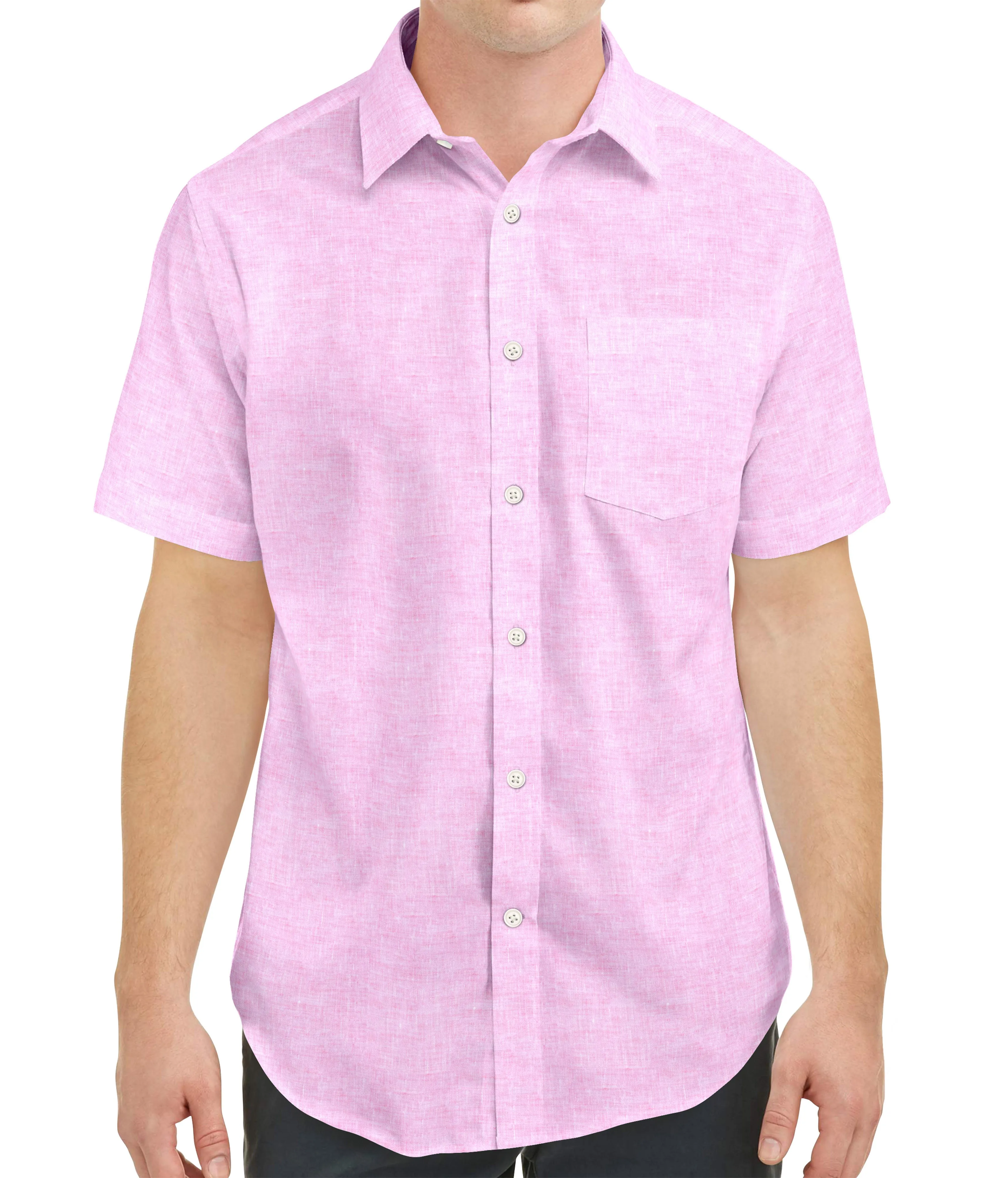 Short Sleeve Linen Shirt in Pink