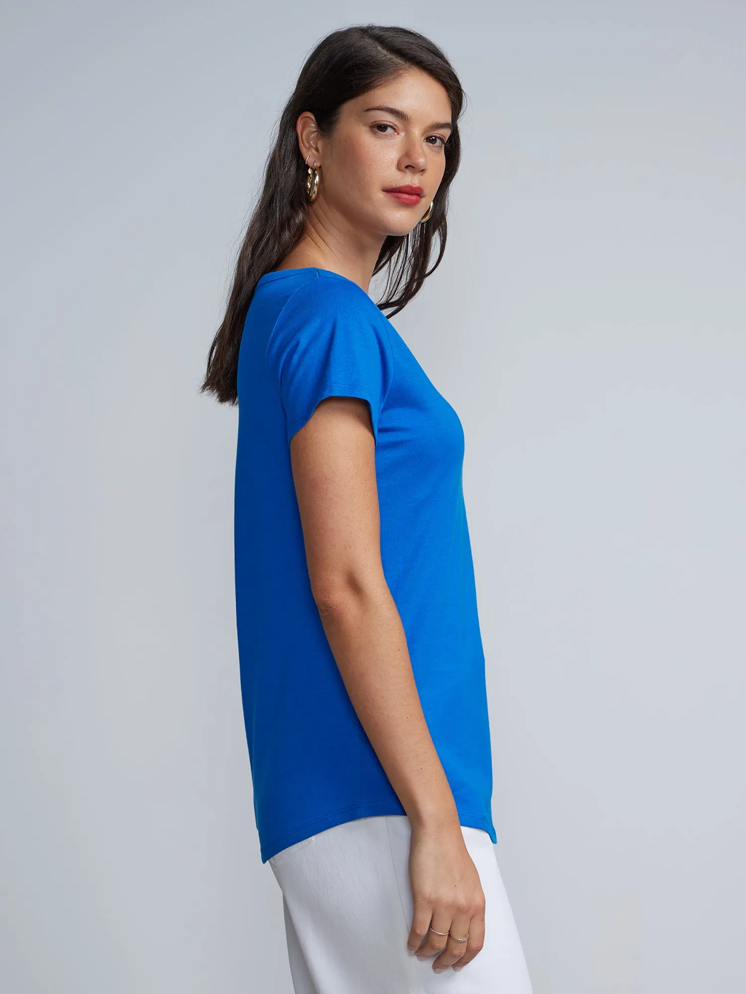 Short Sleeves Key-hole Cut out T-Shirt