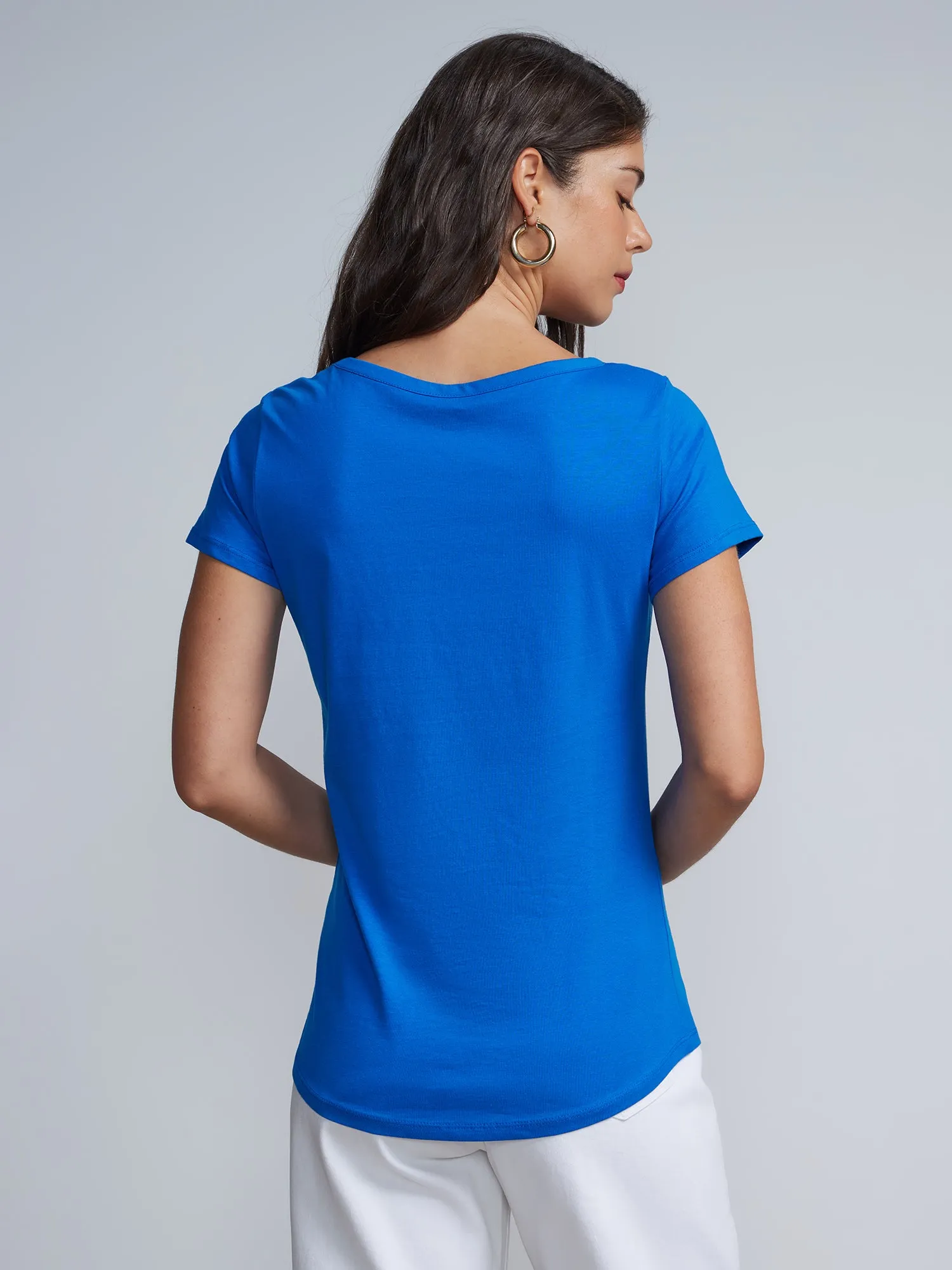 Short Sleeves Key-hole Cut out T-Shirt