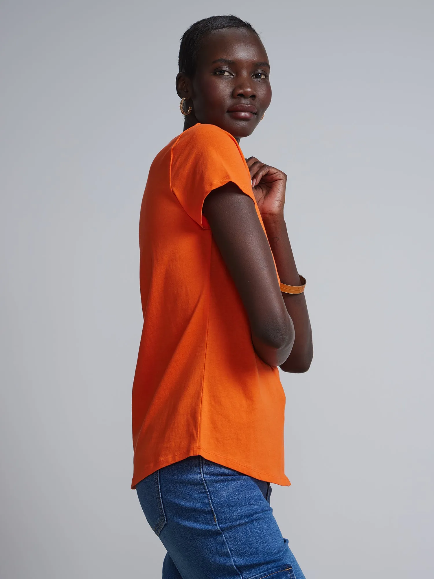 Short Sleeves Key-hole Cut out T-Shirt