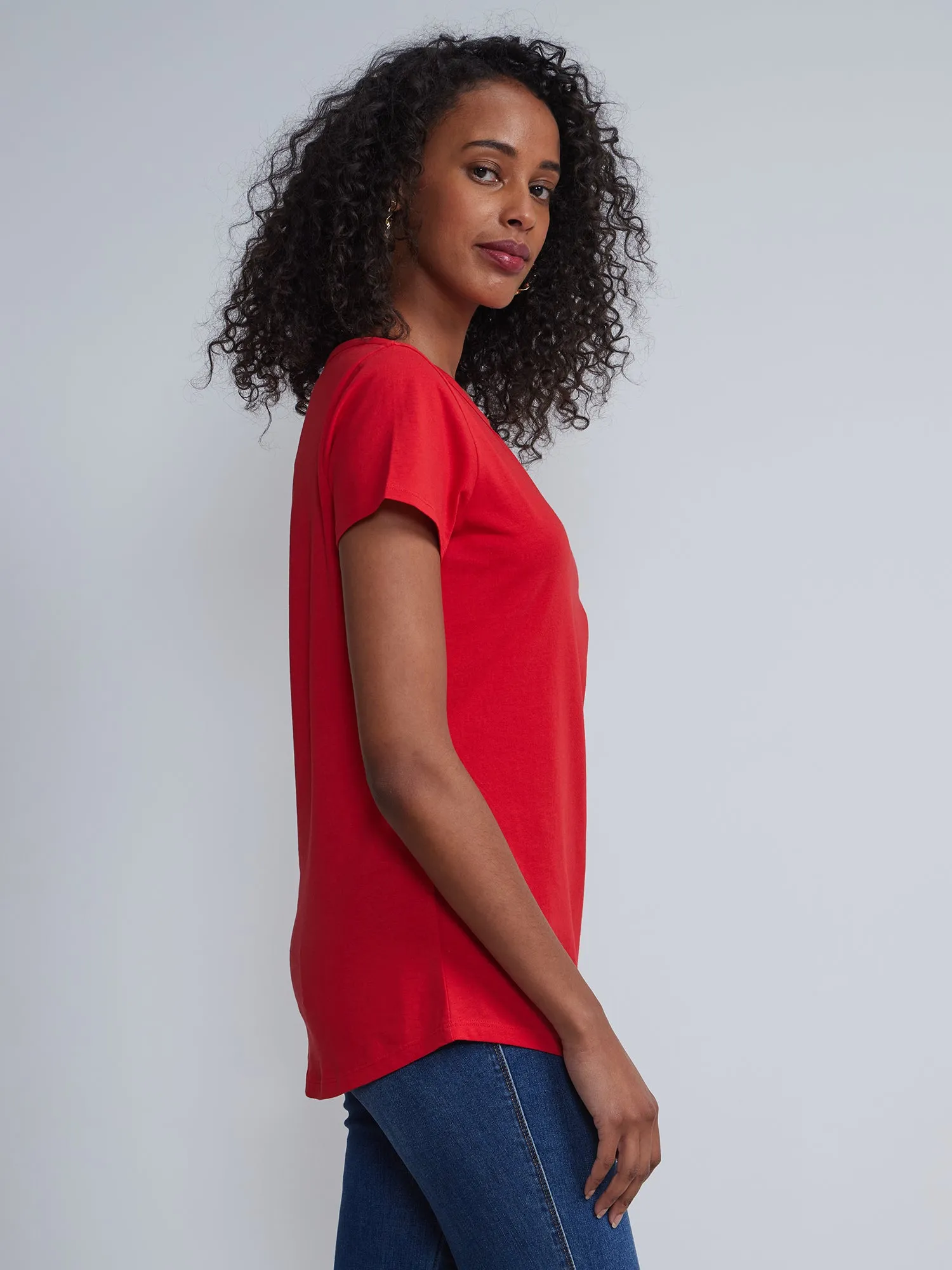 Short Sleeves Key-hole Cut out T-Shirt