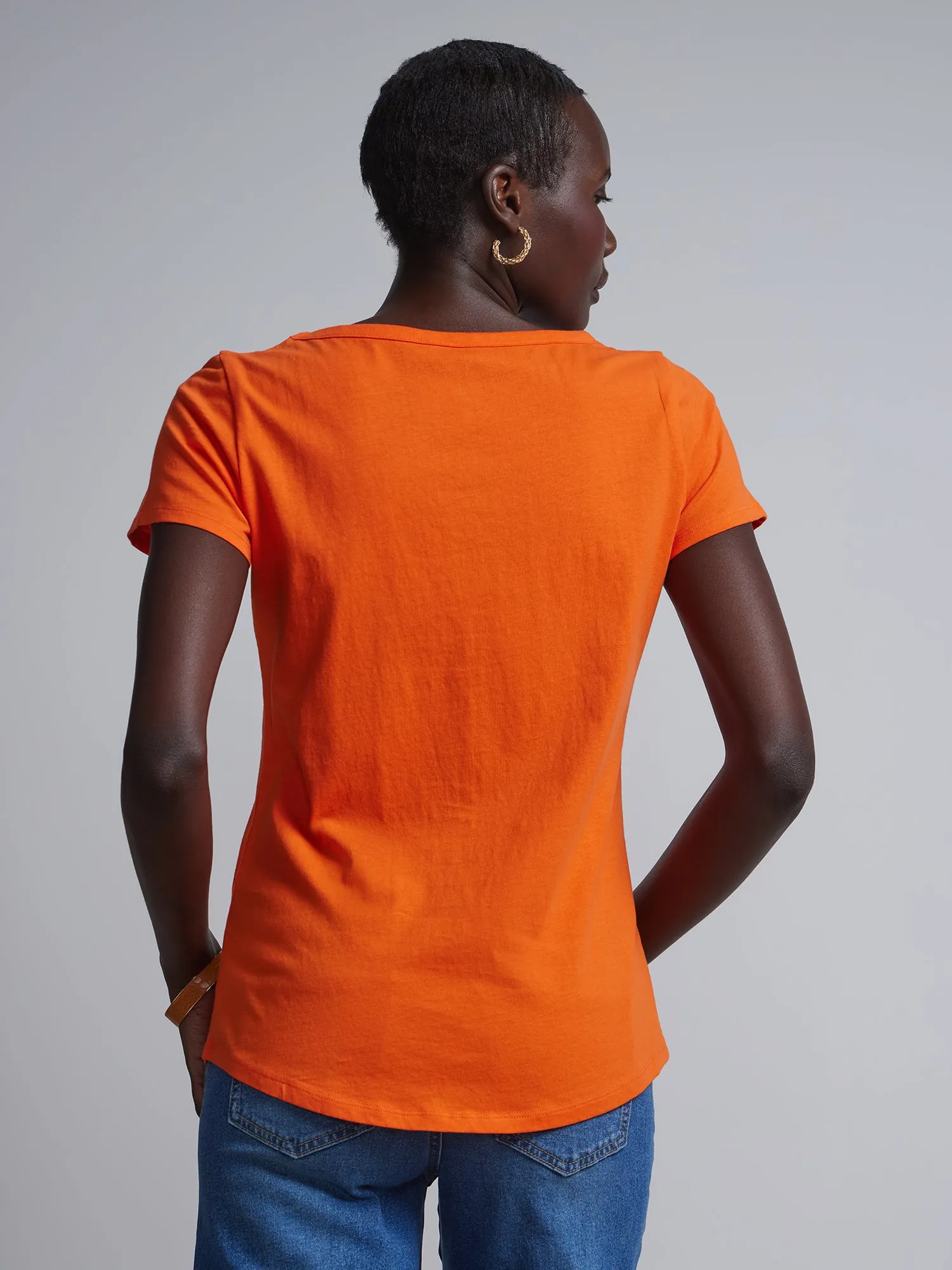 Short Sleeves Key-hole Cut out T-Shirt