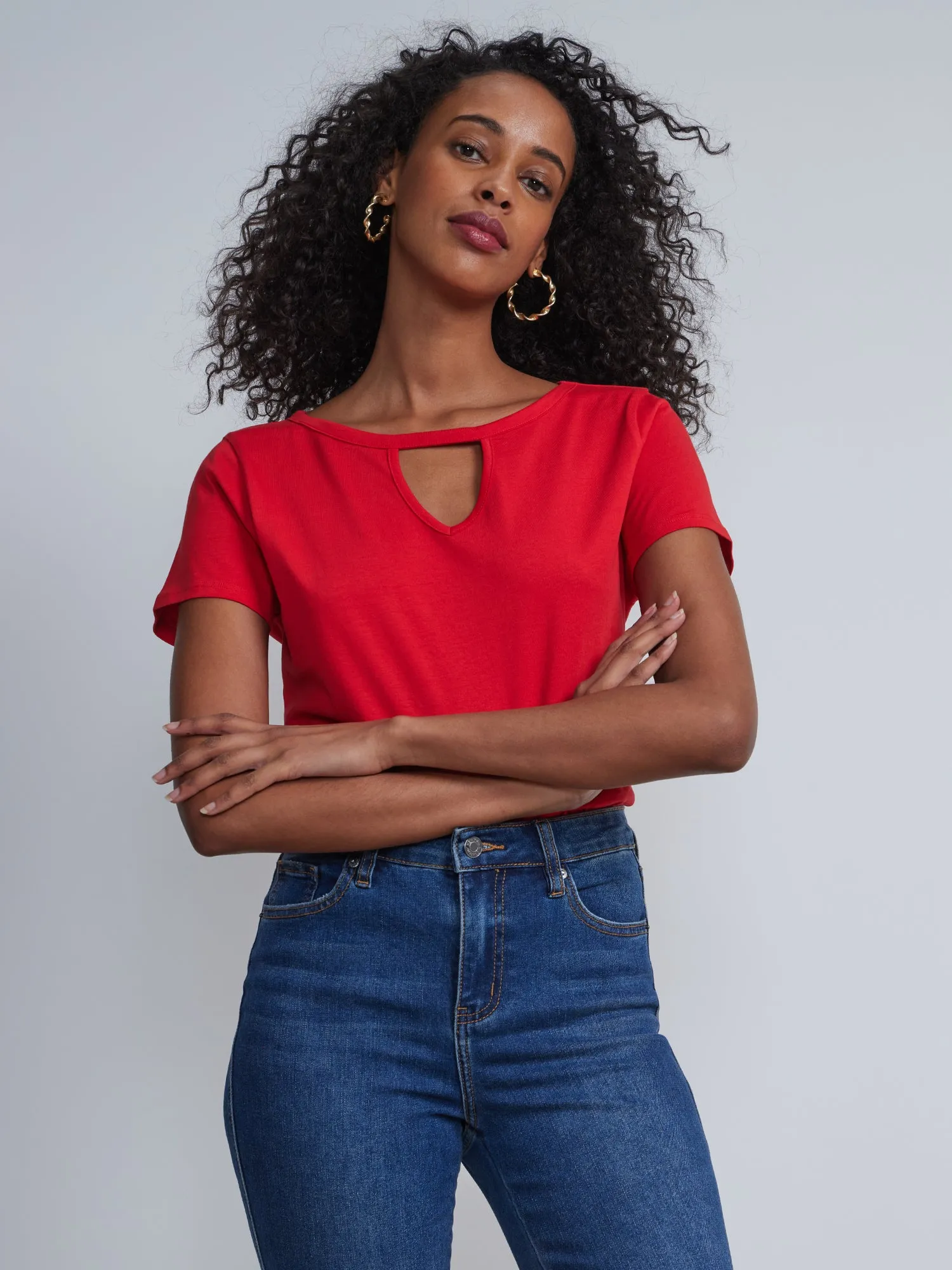 Short Sleeves Key-hole Cut out T-Shirt