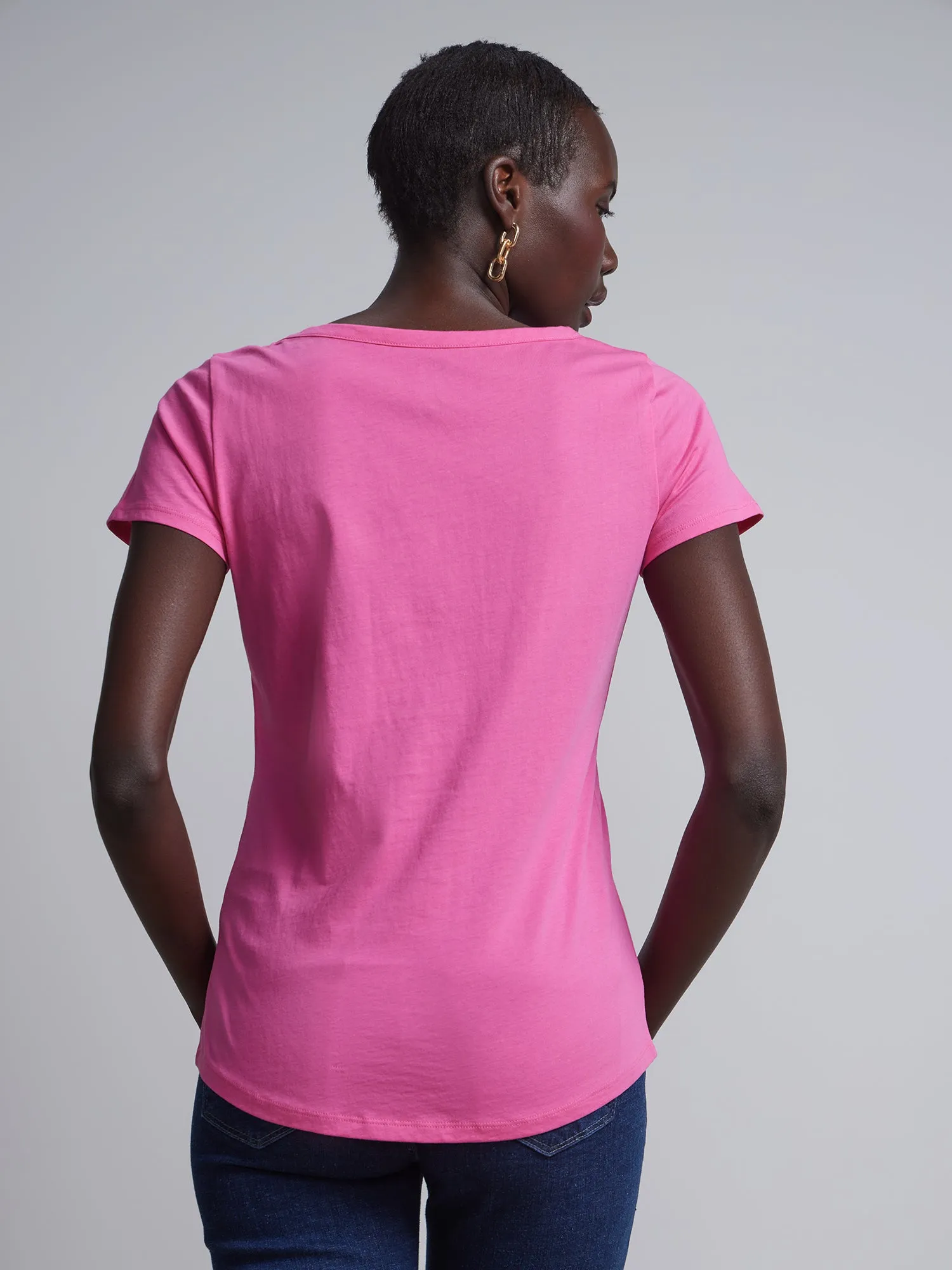 Short Sleeves Key-hole Cut out T-Shirt