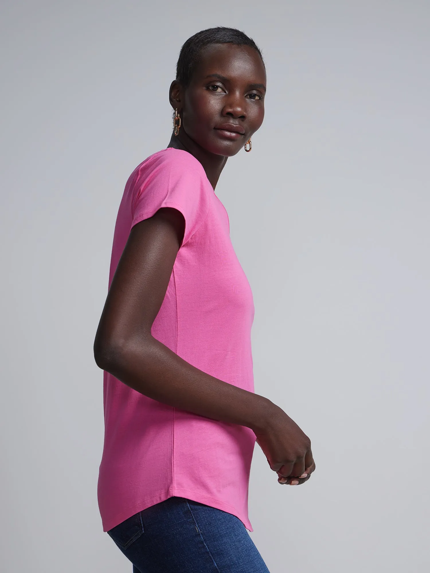 Short Sleeves Key-hole Cut out T-Shirt