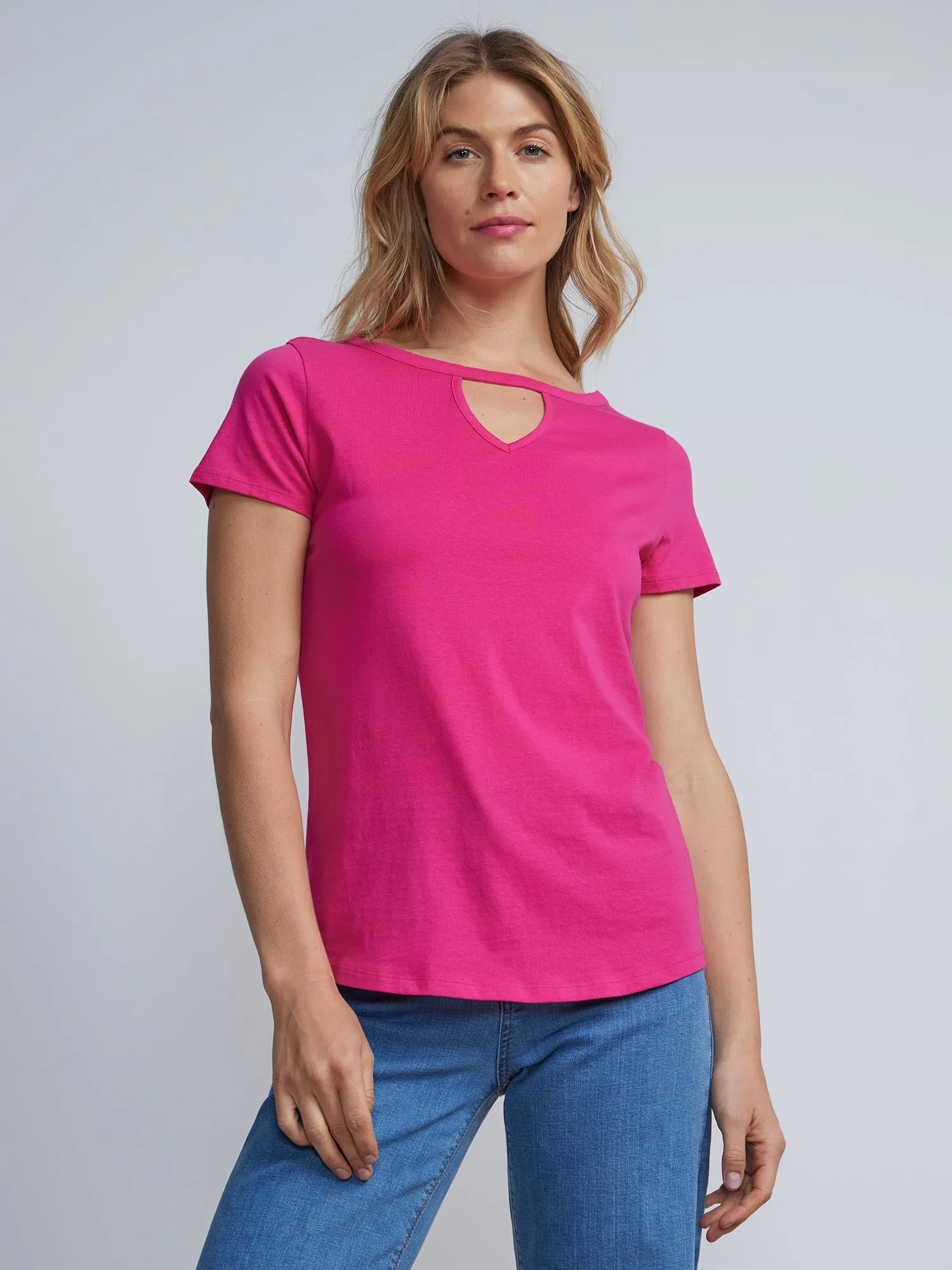 Short Sleeves Key-hole Cut out T-Shirt