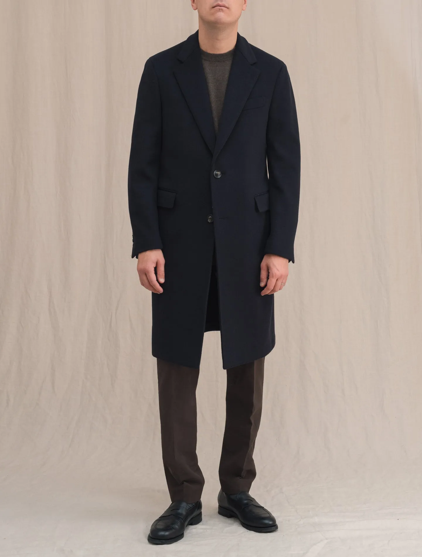 Single Breasted Wool Coat Navy