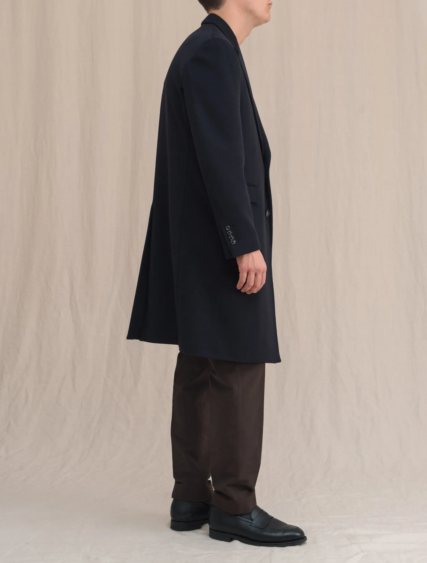 Single Breasted Wool Coat Navy