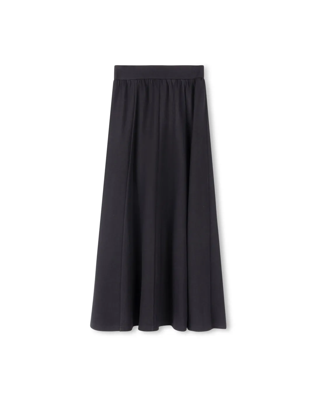 skirt midi paneled ponti - black