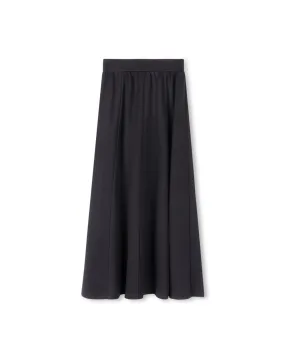 skirt midi paneled ponti - black