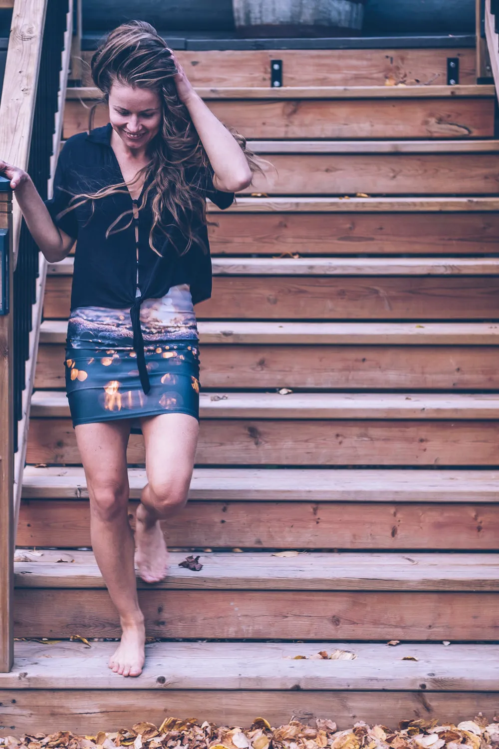 Sunset Sea Foam Photo Skirt
