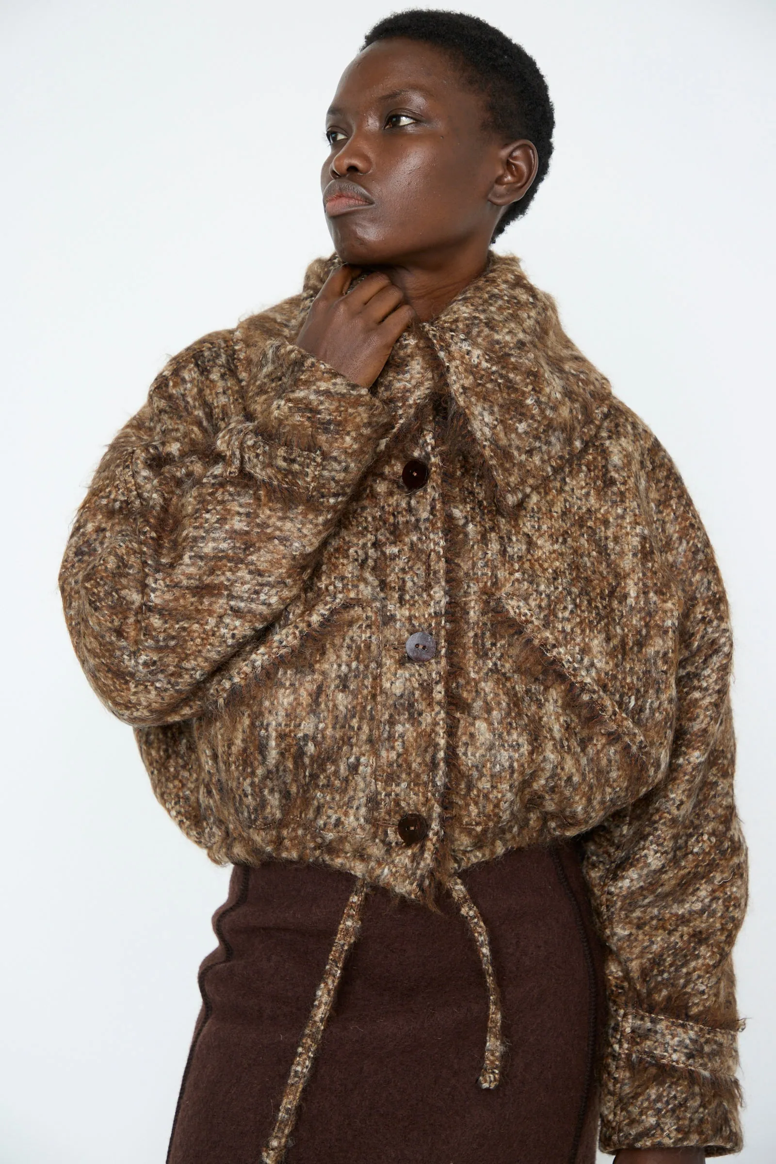 Tweed Bomber Jacket in Bronzewood