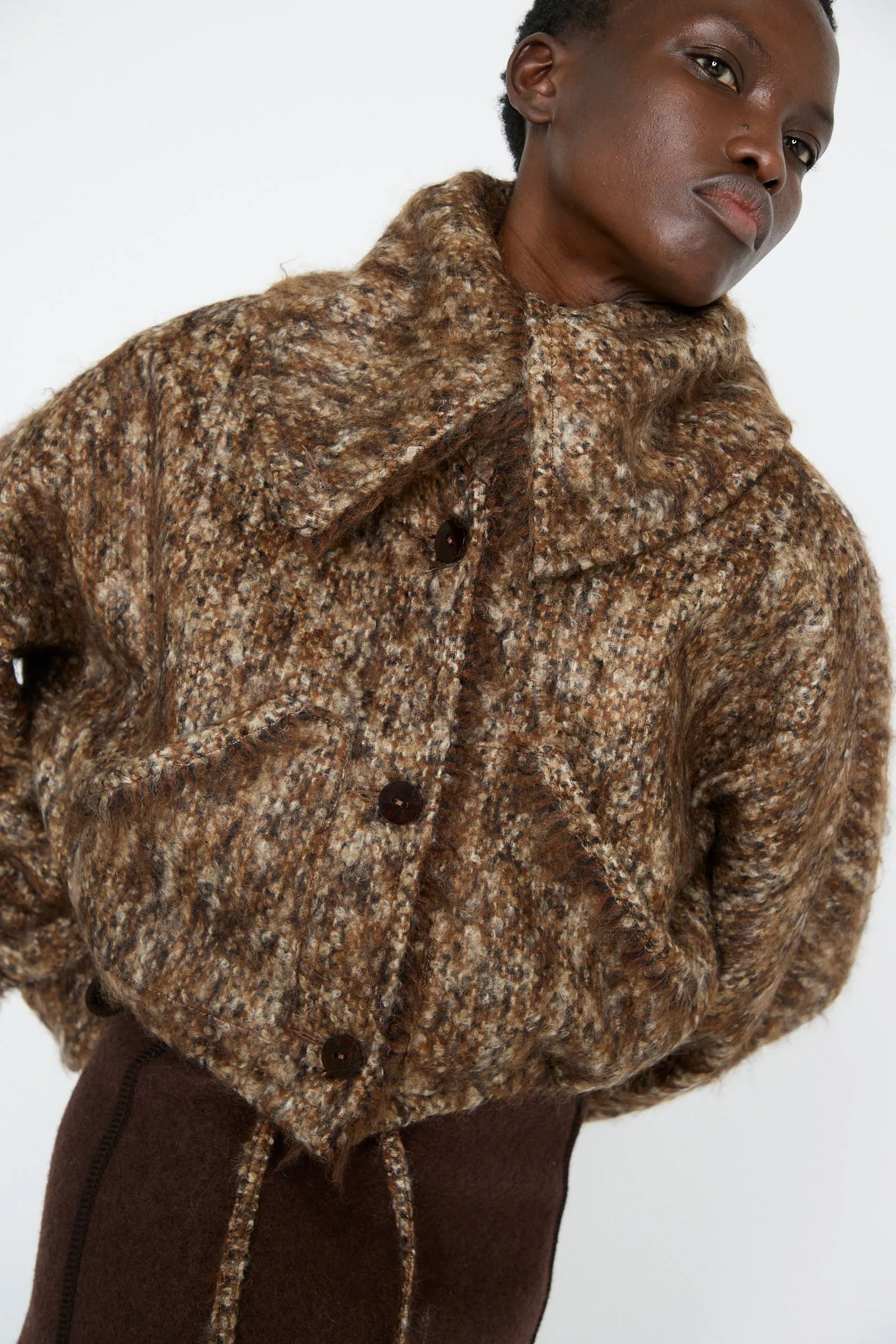 Tweed Bomber Jacket in Bronzewood